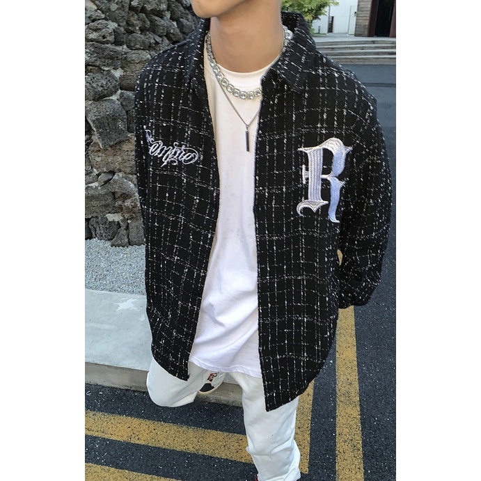 Áo khoác sơ mi caro tay dài thời trang cho nam
