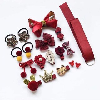 Sét Nơ Cột Tóc Công Chúa [ HỘP QUÀ TẶNG BÉ GÁI ] Hộp Nơ Kẹp Tóc 18 món