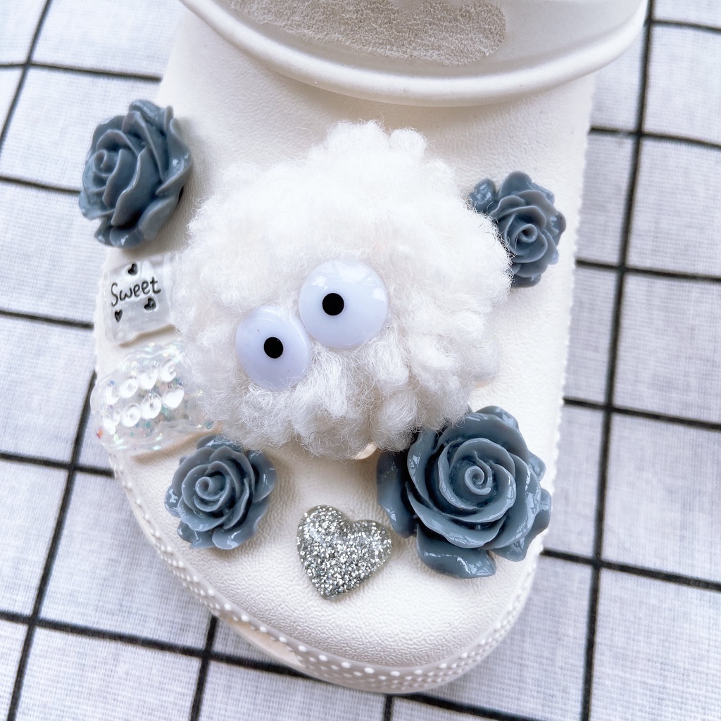 crocs sticker 15 Nút Hình Gấu Màu Xám Cho Xăng đan Bé Gáishoes sticker Accessories Stickers Sandals Shoe Decoration