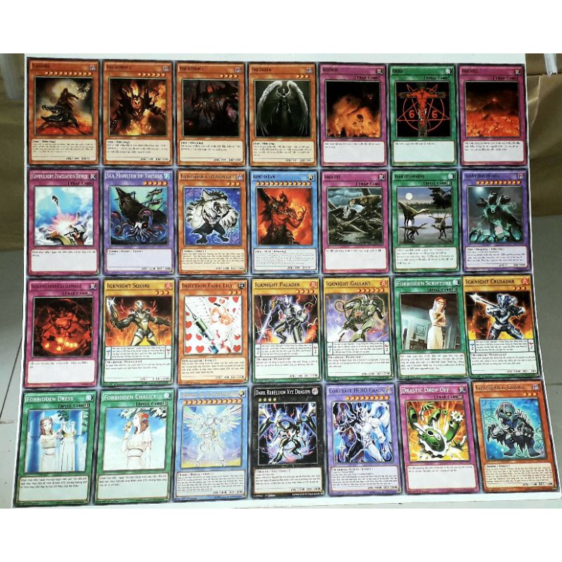 Sét 224 thẻ bài Yugi_oh Tiếng việt và tiếng Anh đặc biệt không bị trùng kích thước 6.5cm x 8.5 cm in 2 mặt