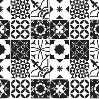 Set 30 ô decal gạch bông đen - trắng