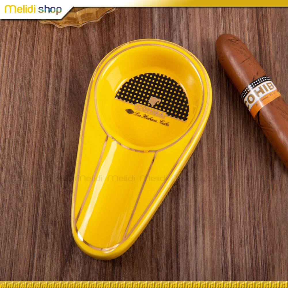 COHIBA OXO - Gạt Tàn 1 Điếu, Đế Nhung Chống Xước Mặt Bàn, Chất Liệu Sứ Bền Bỉ