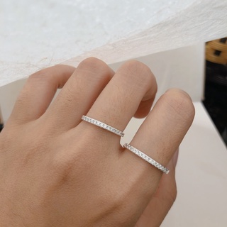Nhẫn bạc nữ nhẫn một hàng đá