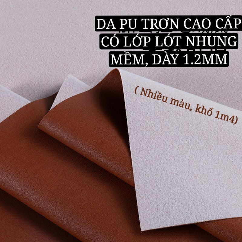 VẢI DA PU TRƠN LÓT NHUNG CAO CẤP DÀY 1.2MM KHỔ 1M4