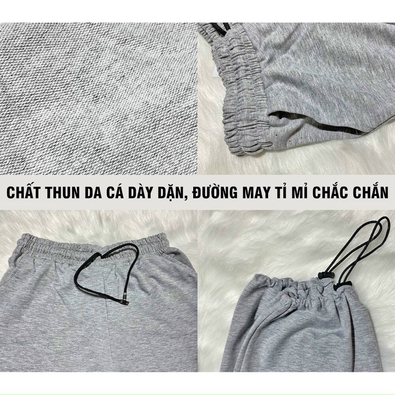 Quần thể thao nam nữ dây rút ống rộng lưng cao dáng dài chất nỉ bông mềm mịn