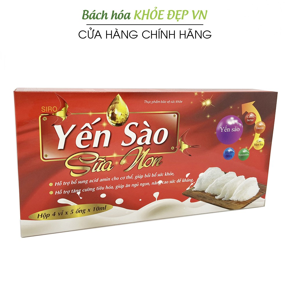 Siro Yến Sào Sữa Non giúp bé ăn ngủ ngon, tiếu hóa tốt, tăng đề kháng - 20 ống [Siro Yến Sào Sữa Non]