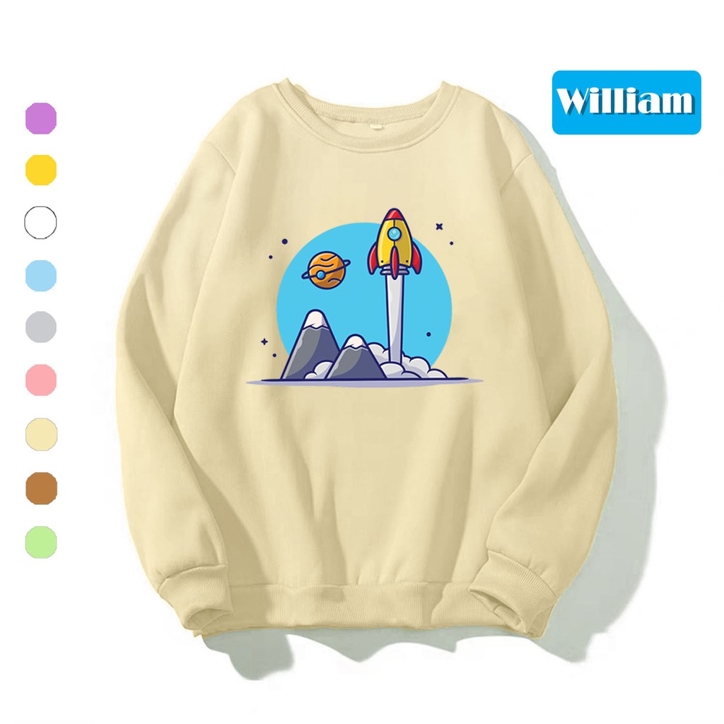 Áo sweater nam nữ in hình Tàu Vũ Trụ cực đẹp, chất nỉ dày dặn, hợp làm áo cặp William - DS161