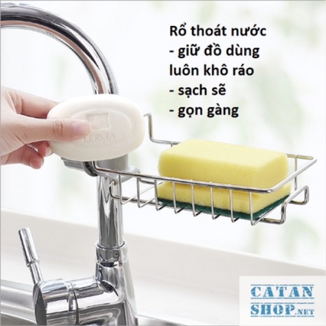 Rổ inox treo vòi nước