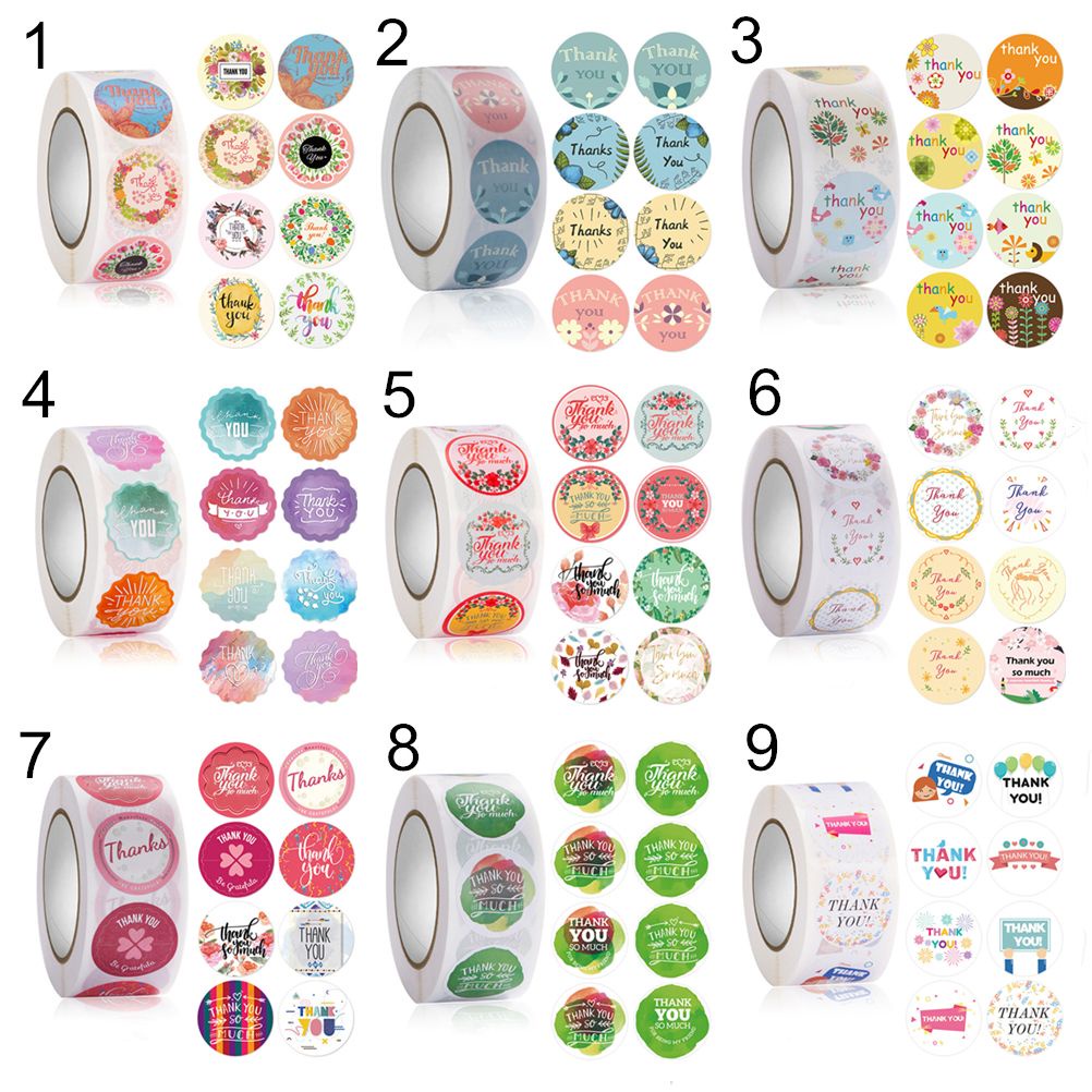 Cuộn 500 Nhãn Dán Hình Tròn In Chữ Thank You Dùng Để Trang Trí Sổ Tay/Nhật Ký