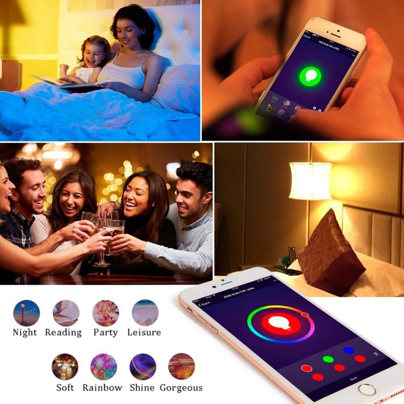 【Available】 Smart Wifi Bulb Dimming Light Bulb 9W RGBCW Smart Light Bulb Voice Control Work With Alexa Google Home 【UUSTOCK】