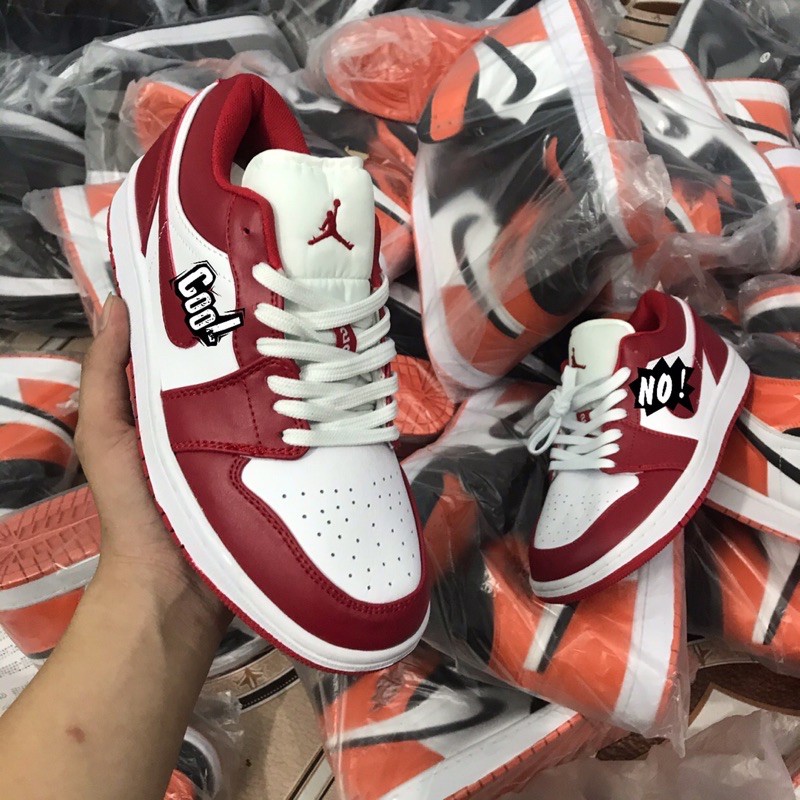 (ẢNH THẬT VIDEO) Giày sneaker Jordan 1 Gym red low trắng đỏ thấp cổ dành cho nam và nữ