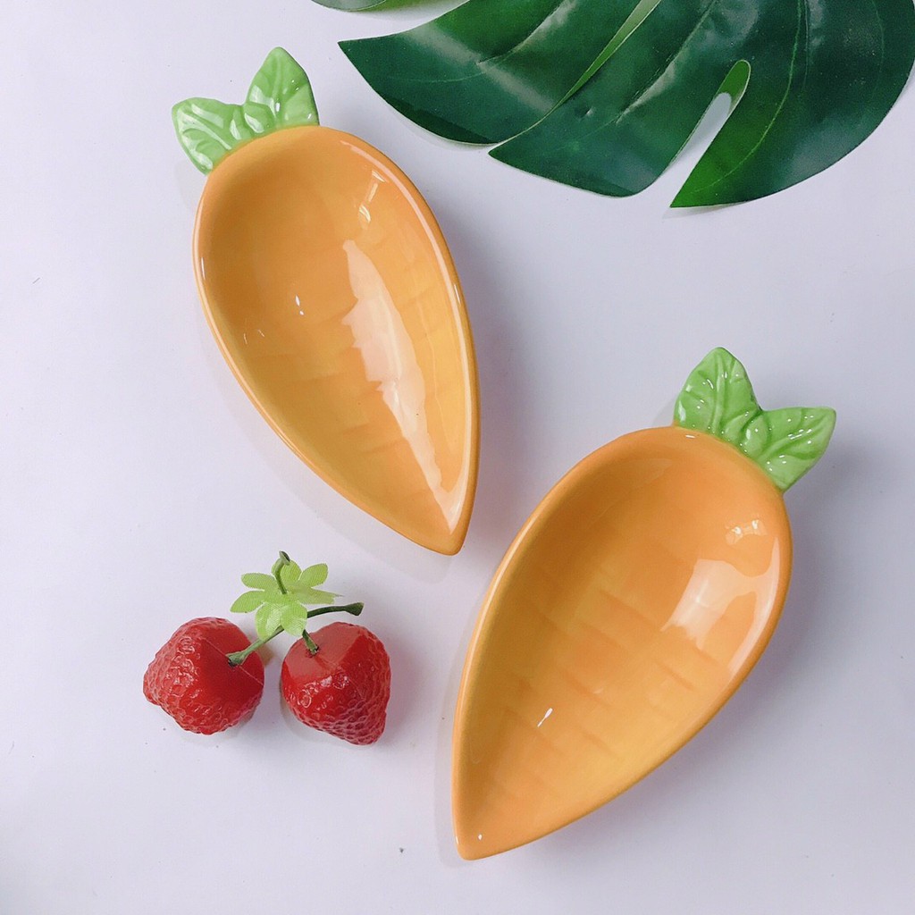 Bát Ăn Dặm Cho Bé , Đĩa Ăn Dặm Gốm Sứ Kiểu Nhật Cà Rốt