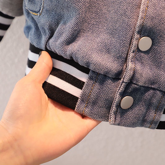 Áo Khoác Bóng Chày Vải Denim Thời Trang Mùa Xuân Dành Cho Bé Trai 2022