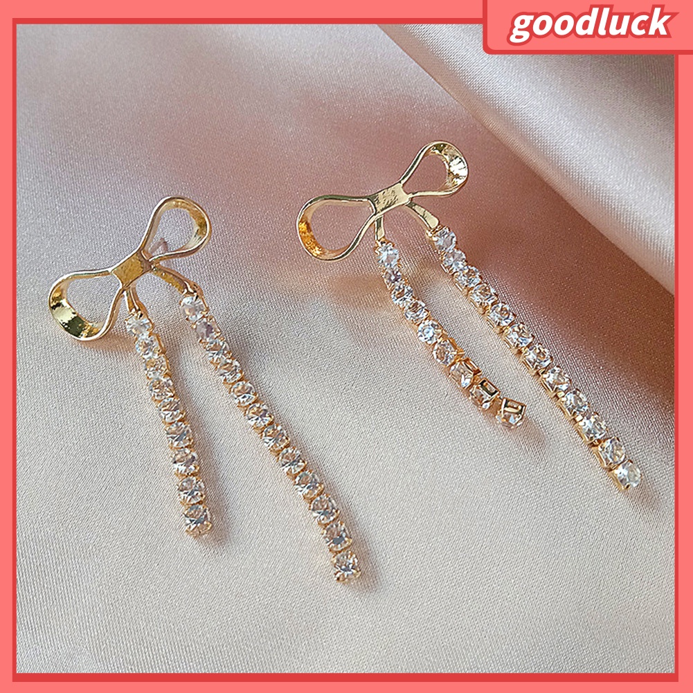 Đôi Bông Tai Dáng Dài Phối Nơ Xinh Xắn Thời Trang Cho Nữ