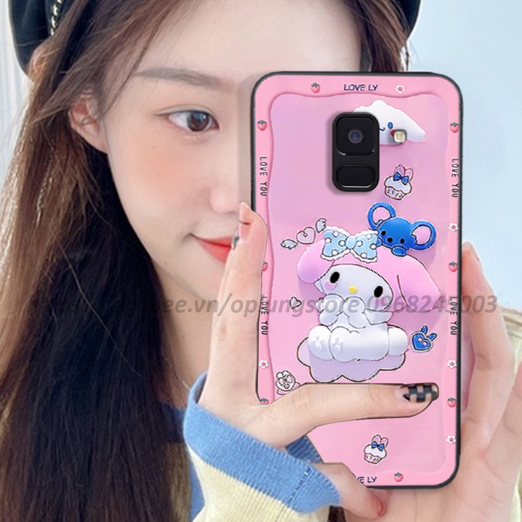 Ốp lưng Samsung A6 2018/ A6 Plus/ A8 2018/ A8 Plus/ J8 in hình 3D gấu cute cool ngầu giả nổi.