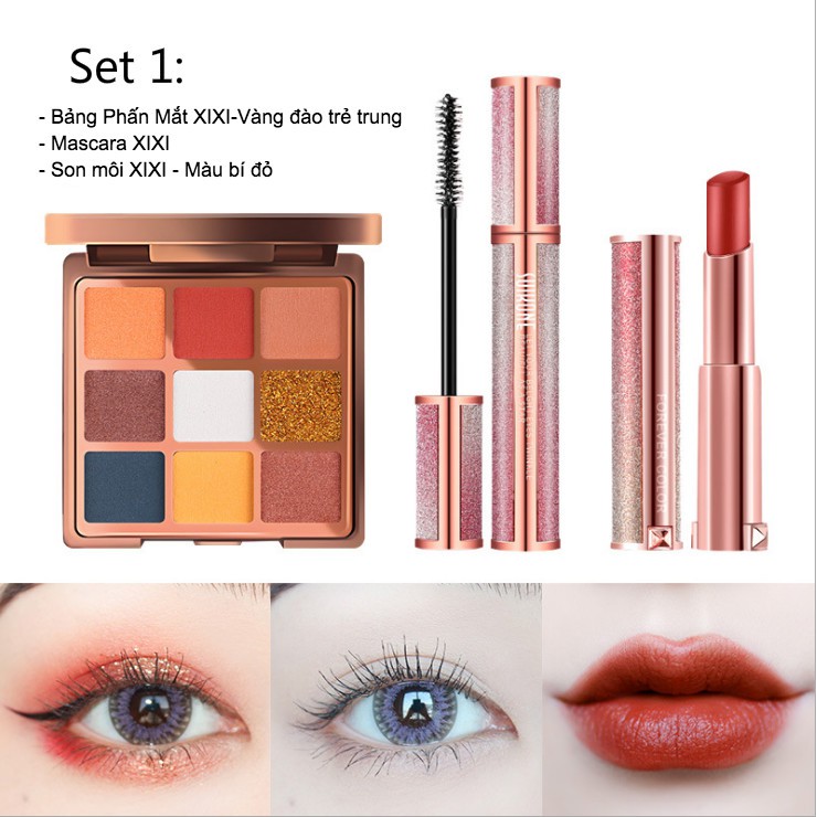 Sét trang điểm XiXI 3 món bảng mắt, son, mascara | BigBuy360 - bigbuy360.vn