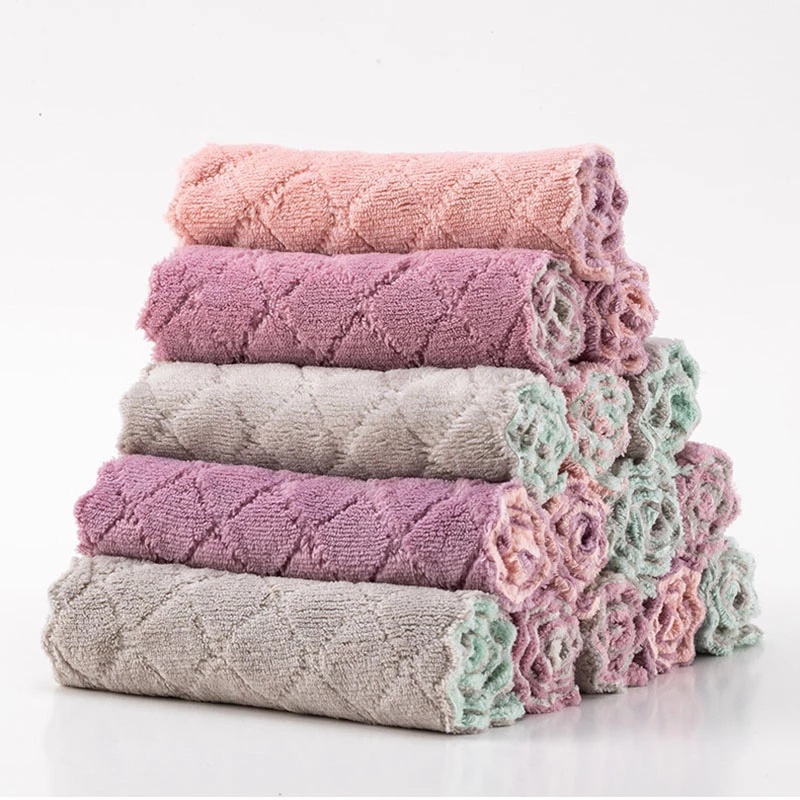 Combo 10 Khăn Lau Đa Năng, Lau Bếp, Xe 2 Mặt Cotton Siêu Thấm Hút 21x12cm