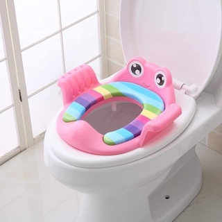 Bệ lót thu nhỏ bồn cầu hình ếch có tay vịn cho bé, bệ toilet, kệ bồn cầu vệ sinh cho bé