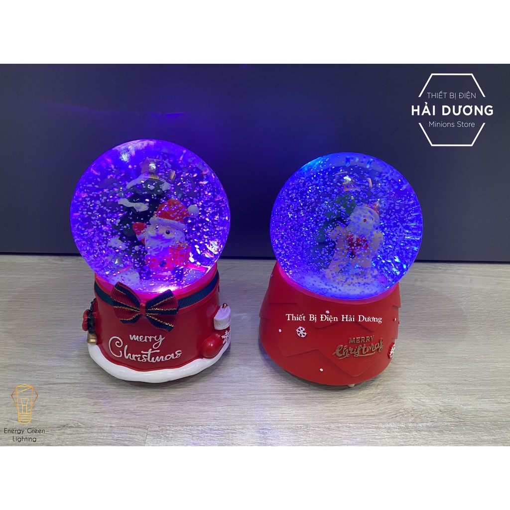15 mẫu - Quả cầu tuyết phát nhạc ông già noel và chú tuần lộc tặng pin  - Có video - Size to nhất