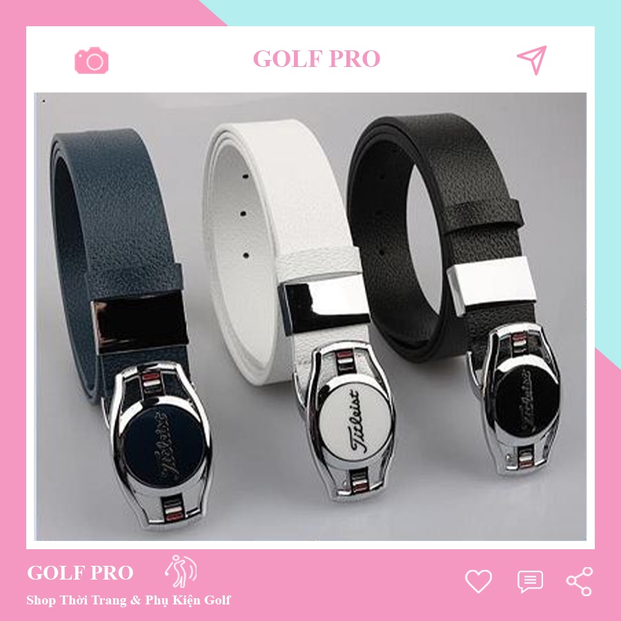 Thắt lưng golf nam dây lưng thời trang da PU bóng cao cấp GOLF PRO TL012