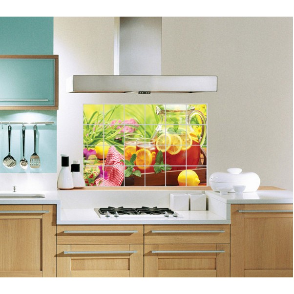Decal dán bếp tráng nhôm cách nhiệt size lớn - Nước Ép Cam