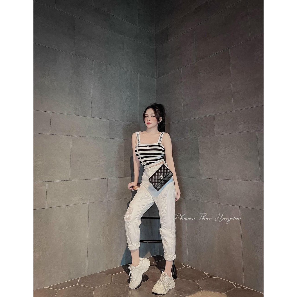 [Mã WASKT410K giảm 10K đơn 50K] Áo 2 dây len mỏng kẻ, dây chữ 88 ( kèm ảnh thật ) | BigBuy360 - bigbuy360.vn