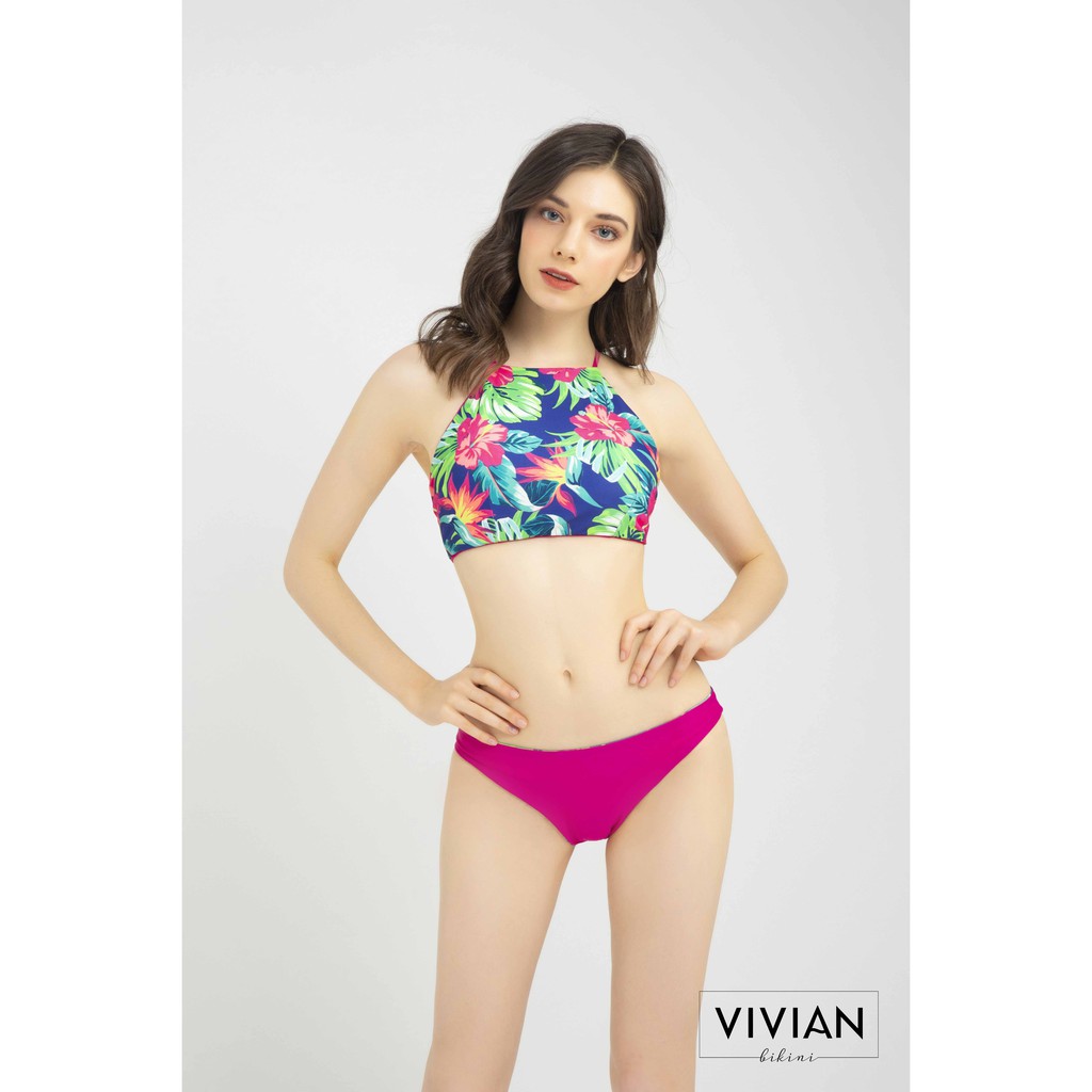 Áo bơi lẻ BIKINI PASSPORT kiểu yếm cột dây họa tiết - Xanh Indigo-VS143_IN