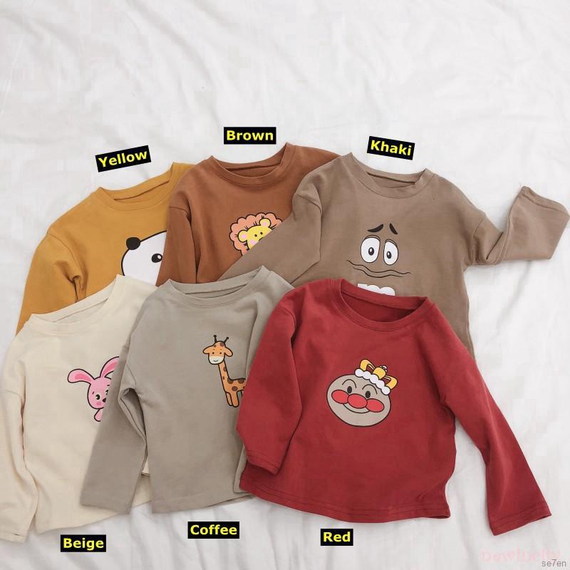 Se7en Children's printed long-sleeved T-shirt boys girls multi-color cartoon bottoming shirt