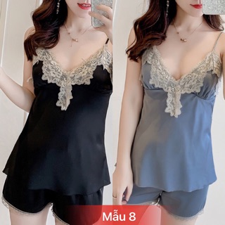 Váy Ngủ 2 Dây (Kèm Mút Ngực) Vải Satin Lụa Siêu Mát Siêu Mềm
