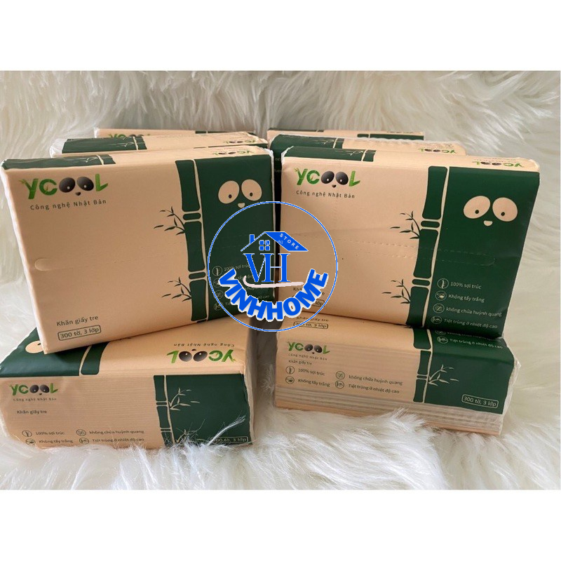 1 Thùng /30 gói/ 300 tờ/4 lớp khăn ăn YCOOL/khăn giấy rút không mùi, không chất tẩy trắng đa năng