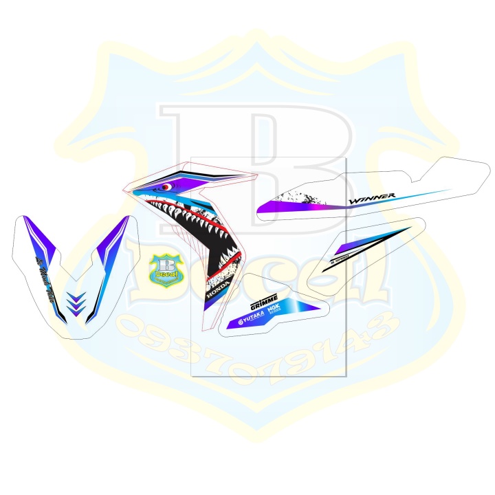 ( Quí khách vui lòng mang ra tiệm cho thợ dán ) Tem winner cá mập trắng