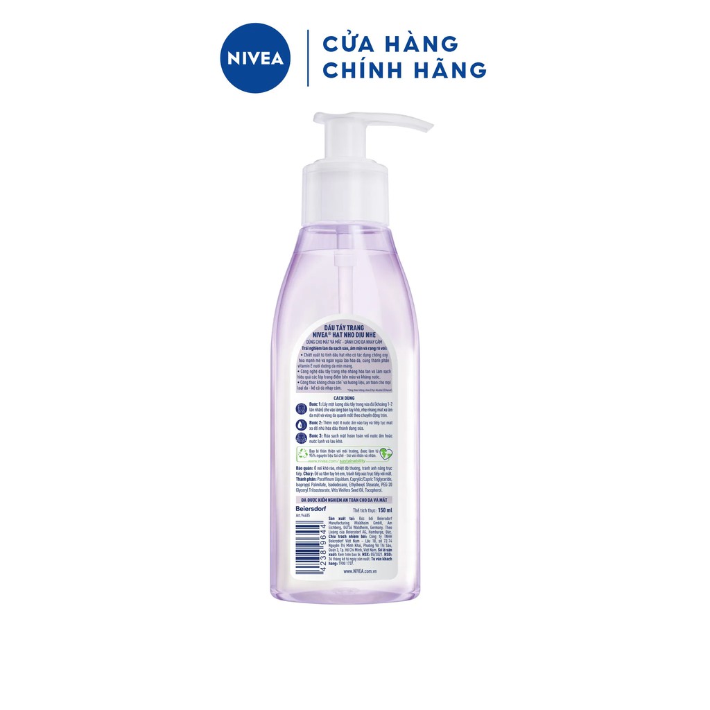 [Mã FMCGMALL -8% đơn 250K] Dầu tẩy trang NIVEA hạt nho dịu nhẹ 150ml/chai | WebRaoVat - webraovat.net.vn