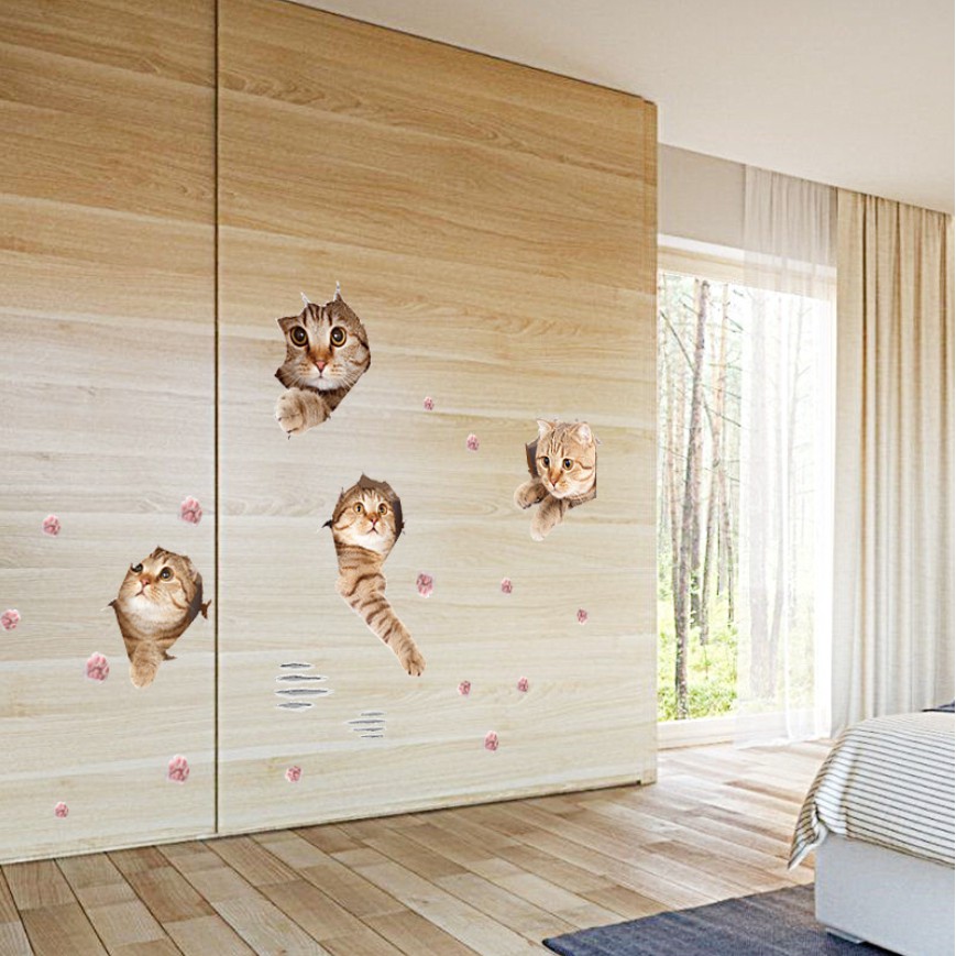 Decal dán tường Mèo con đáng yêu - size lớn
