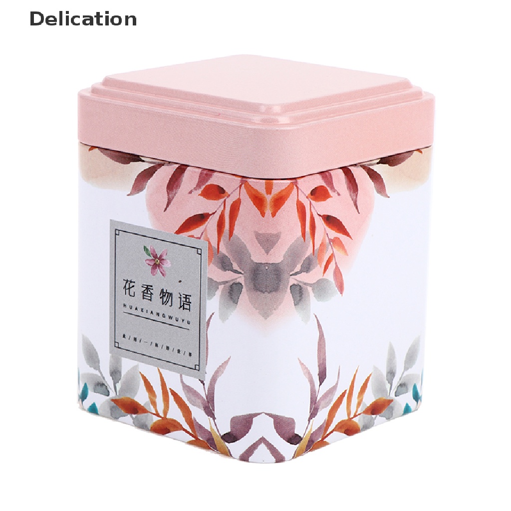Hộp kín trà hộp đựng đồ trong nhà bếp hũ thiếc hình vuông có thể kẹo sắt cổ điển