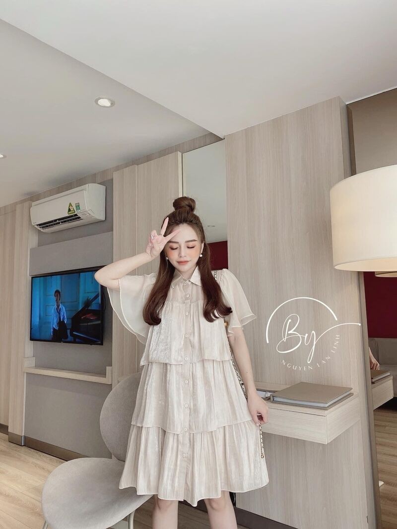 Váy tơ óng 3 tầng tiểu thư