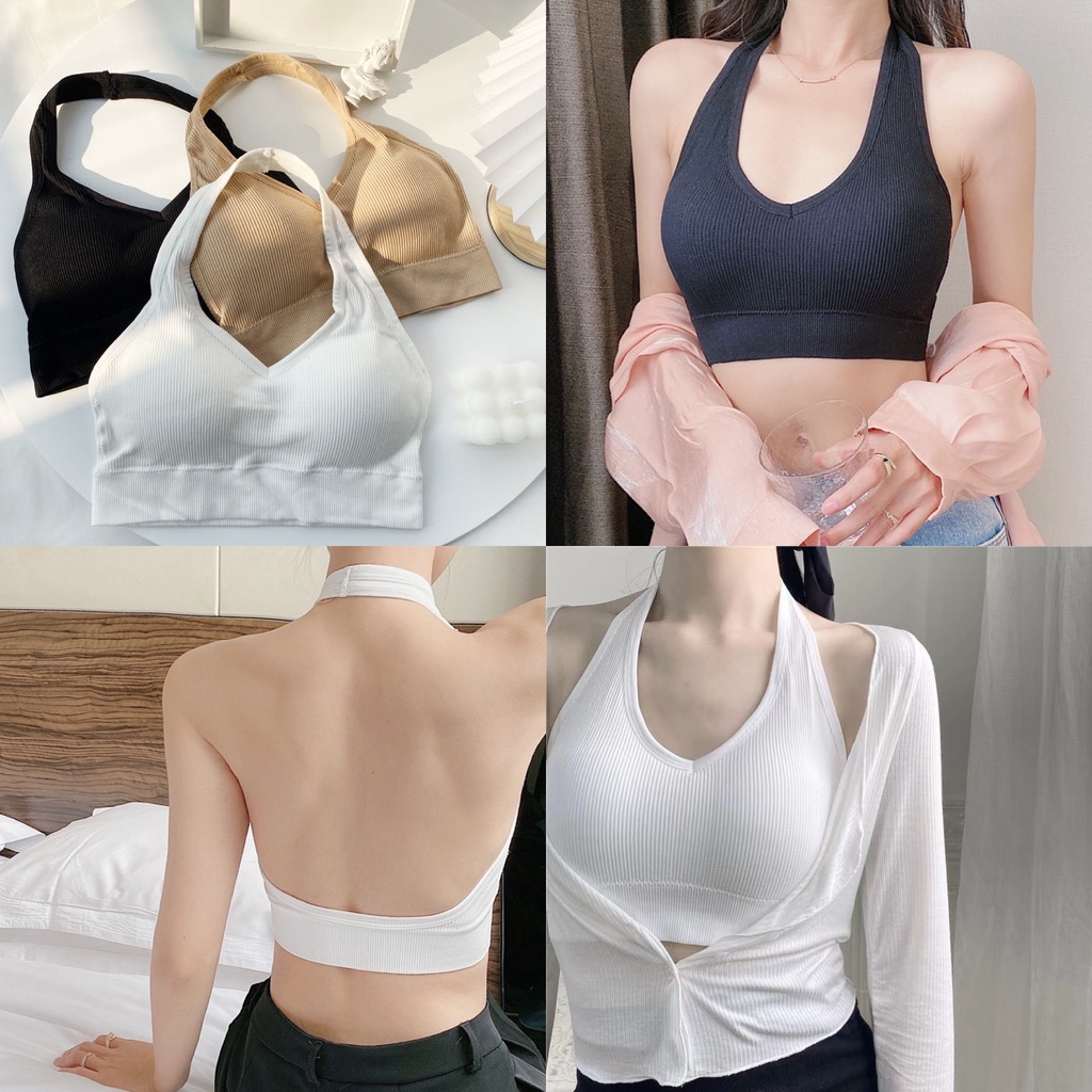 Áo Bra Thun Tăm Hở Lưng Cổ Yếm Có Mút Ngực B467