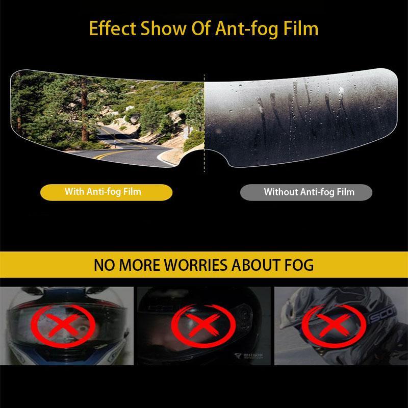 The sticker on the visor of the anti-fog helmet helps to drive safely