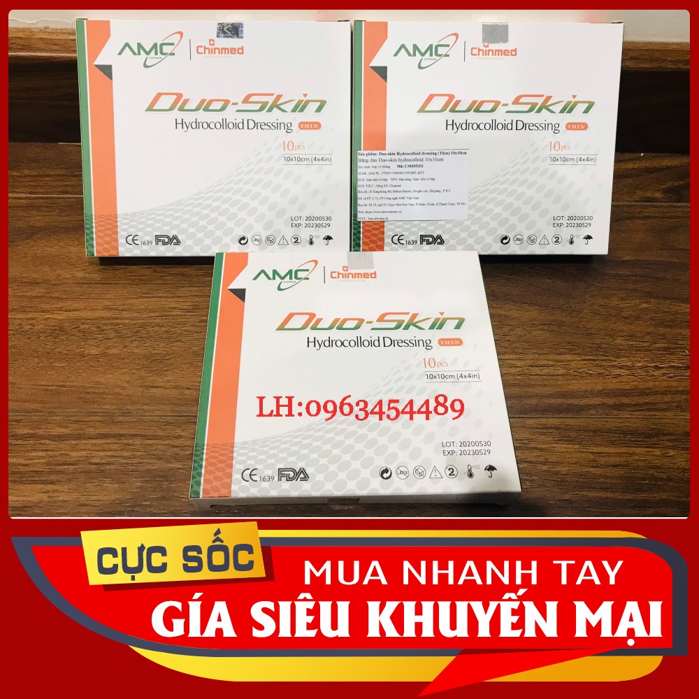 [CHÍNH HÃNG AMC] Băng dán Duo -Skin Hydrocolloid - Băng dán chăm sóc vết thương bỏng, loét tì đè