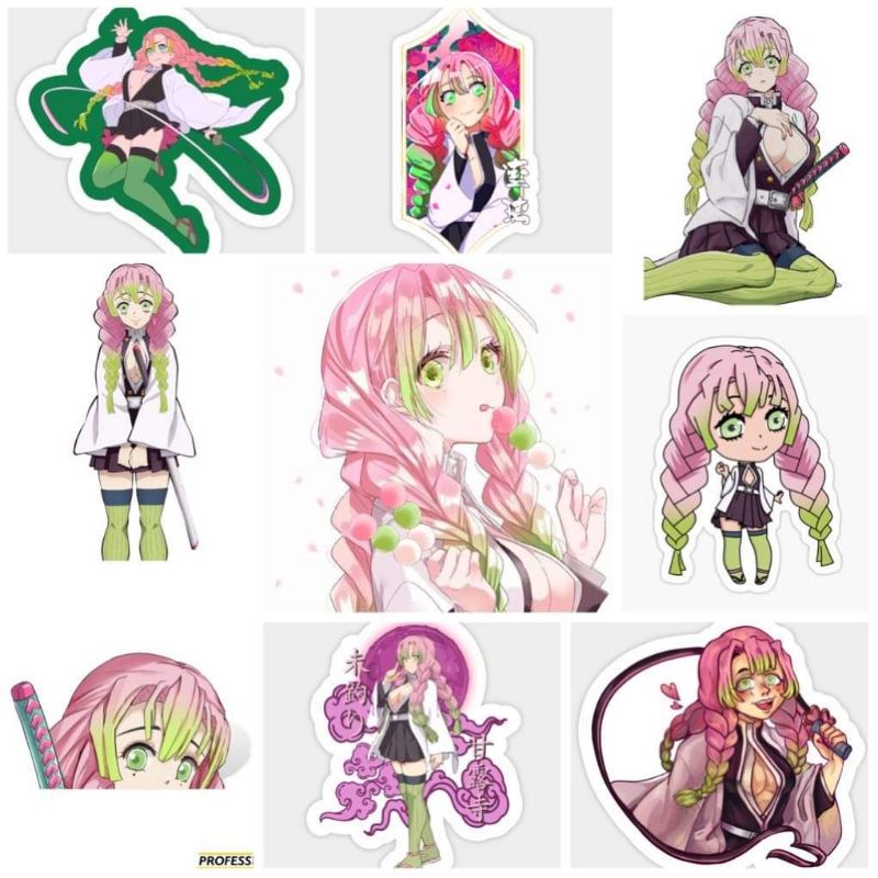 10-50 hình dán Stickers Kanroji Mitsuri Kimetsu No Yaiba decal