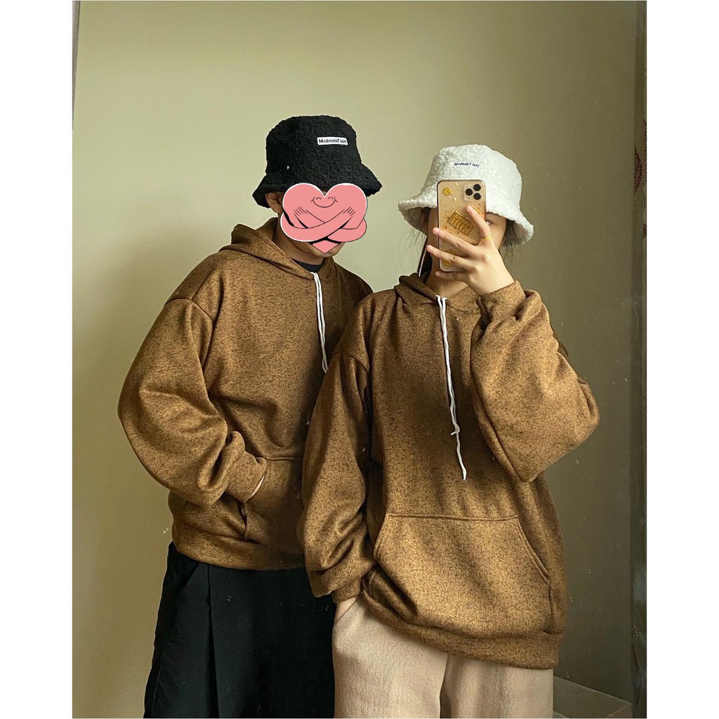 Áo Hoodie Nỉ Bông Ngoại trơn basic mũ 2 lớp form dáng rộng tay phồng+Ảnh thật/hàng sẵn