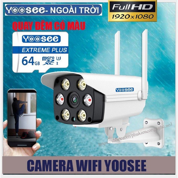 [COMBO CỰC SỐC] Camera Yooee Ngoài Trời IP Wifi W26S 2.0Mpx FHD 1080P Siêu nét Có màu ban đêm + Thẻ nhớ Yoosee 64GB