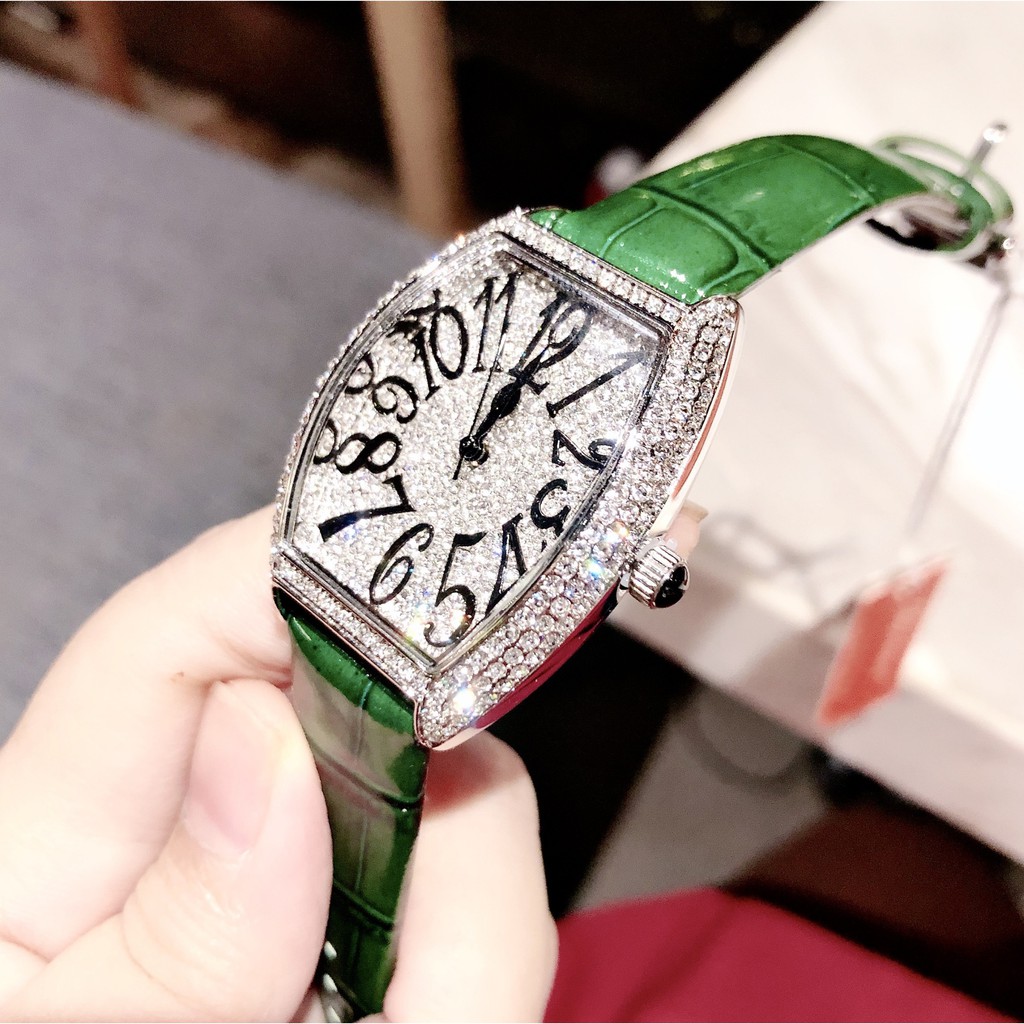 Đồng Hồ Davena Nữ Dây Da Xanh 36mm Silver Authentic