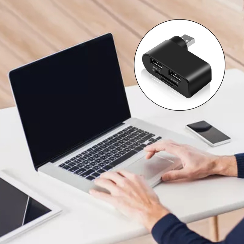 Bộ Chia USB 2 0 Hub 480Mbps Hai Cổng USB Có Thể Xoay Với Đầu Đọc Thẻ SD TF 4 in