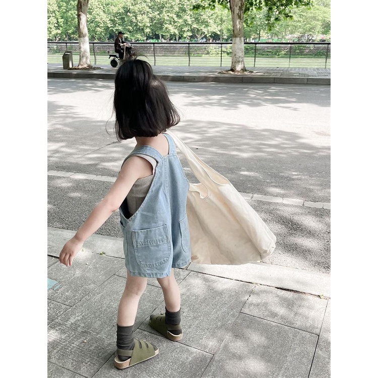 Yếm jean hai túi đắp đáng yêu cho bé trai, bé gái