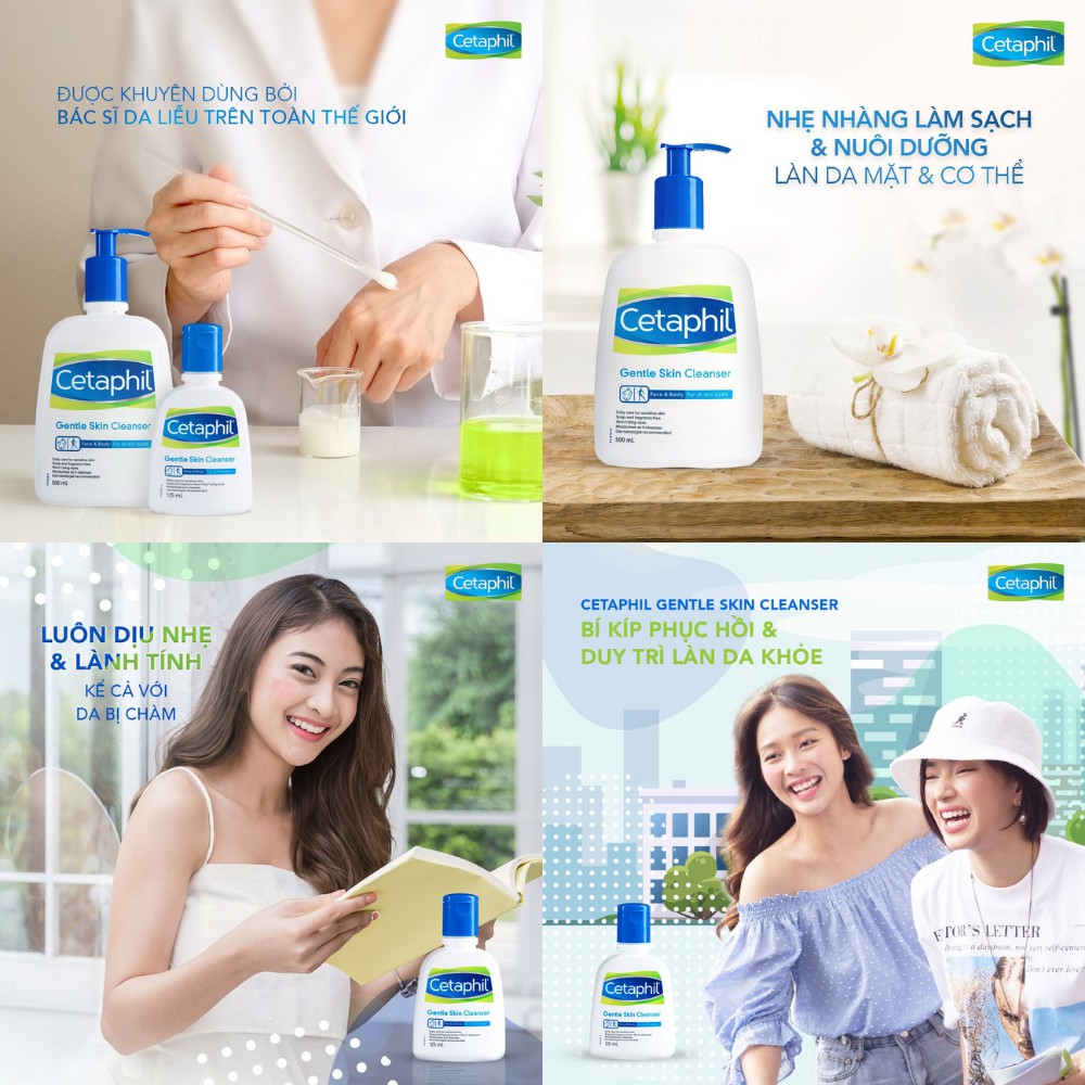 Sữa rửa mặt Cetaphil dưỡng ẩm dịu nhẹ MOON21 Gentle Skin Cleanser cho da nhạy cảm, sữa tắm gọi cho em bé