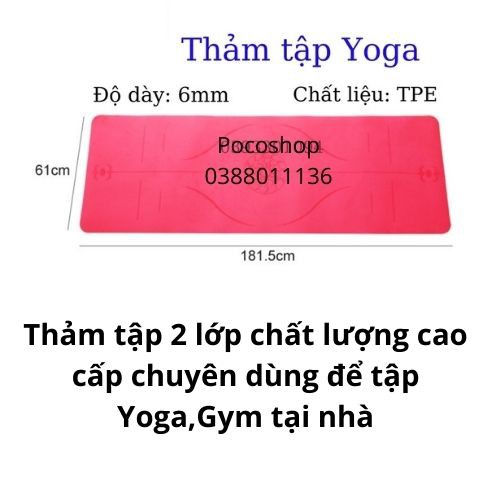 Thảm tập thể dục,gym,Yoga chống trơn trượt hiệu quả với chất liệu TPE không mùi, tặng kèm túi lưới đựng thảm thoáng khí