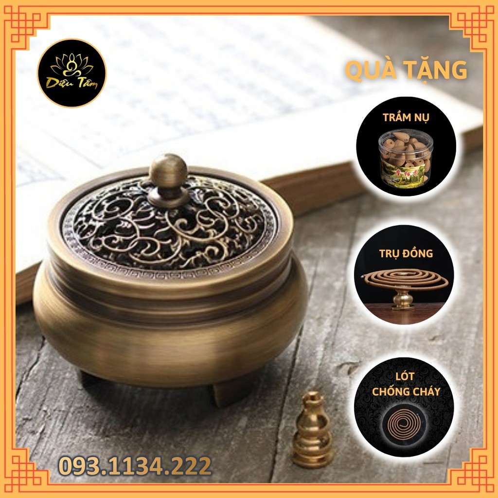 Lư đồng xông trầm hương, trầm nụ, hương vòng