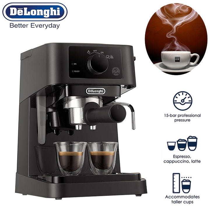 Máy pha cà phê Espresso cao cấp, công suất 1100W. Thương hiệu Delonghi - EC235.BK (Bảo hành: 1 Năm Chính Hãng)