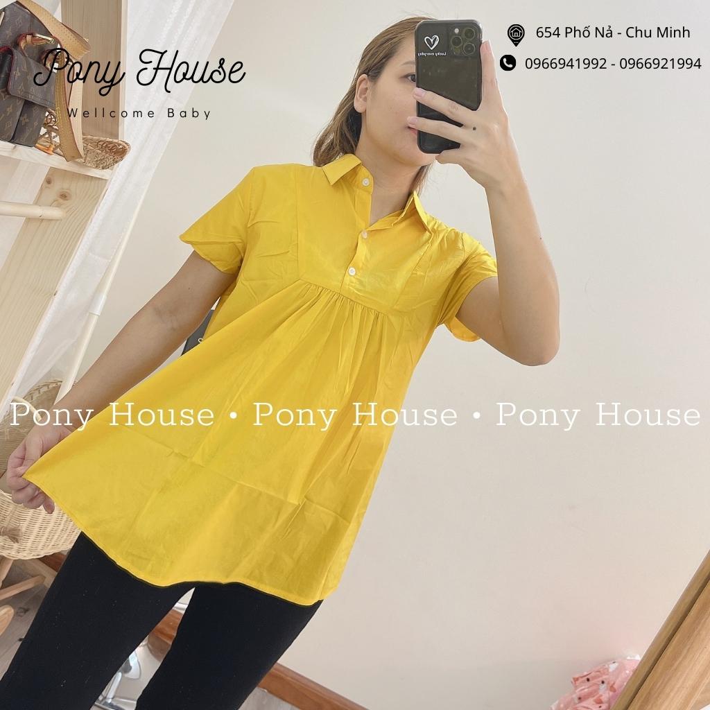 Áo Bầu Công Sở Cộc Tay Sơ Mi Cực Xinh Trẻ, Chất Thô Đẹp Mềm Mát Lịm Cho Mẹ Bầu