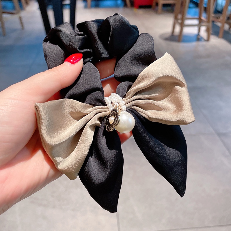 Dây Buộc Tóc Thắt Nơ Đính Ngọc Trai Thời Trang Hàn Quốc